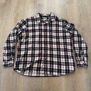 LL Bean Shirt Mens XXL Red Blue White Yellow Plaid Flannel Traditional Fit